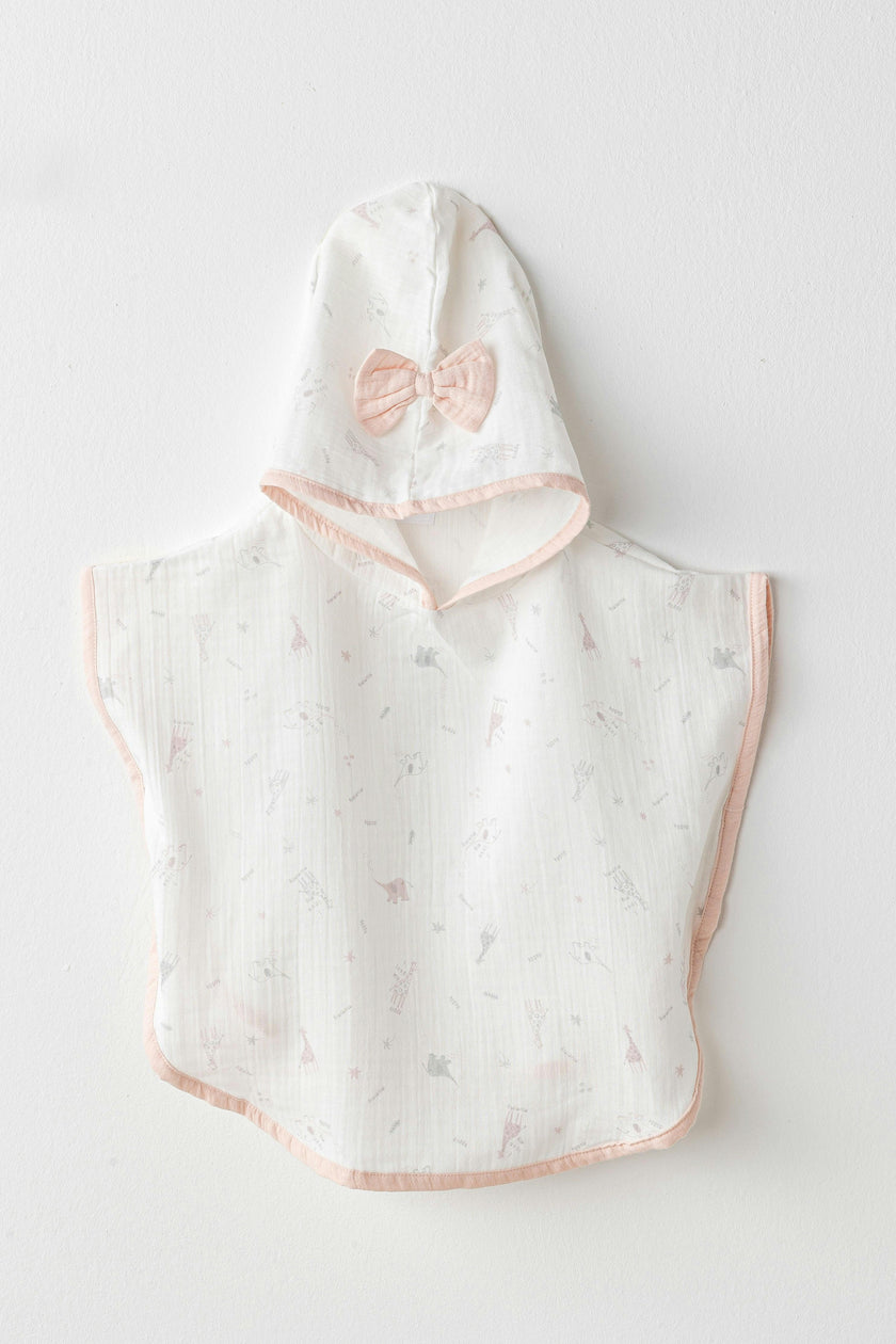 Ecru Love Family Muslin Bow Pancho