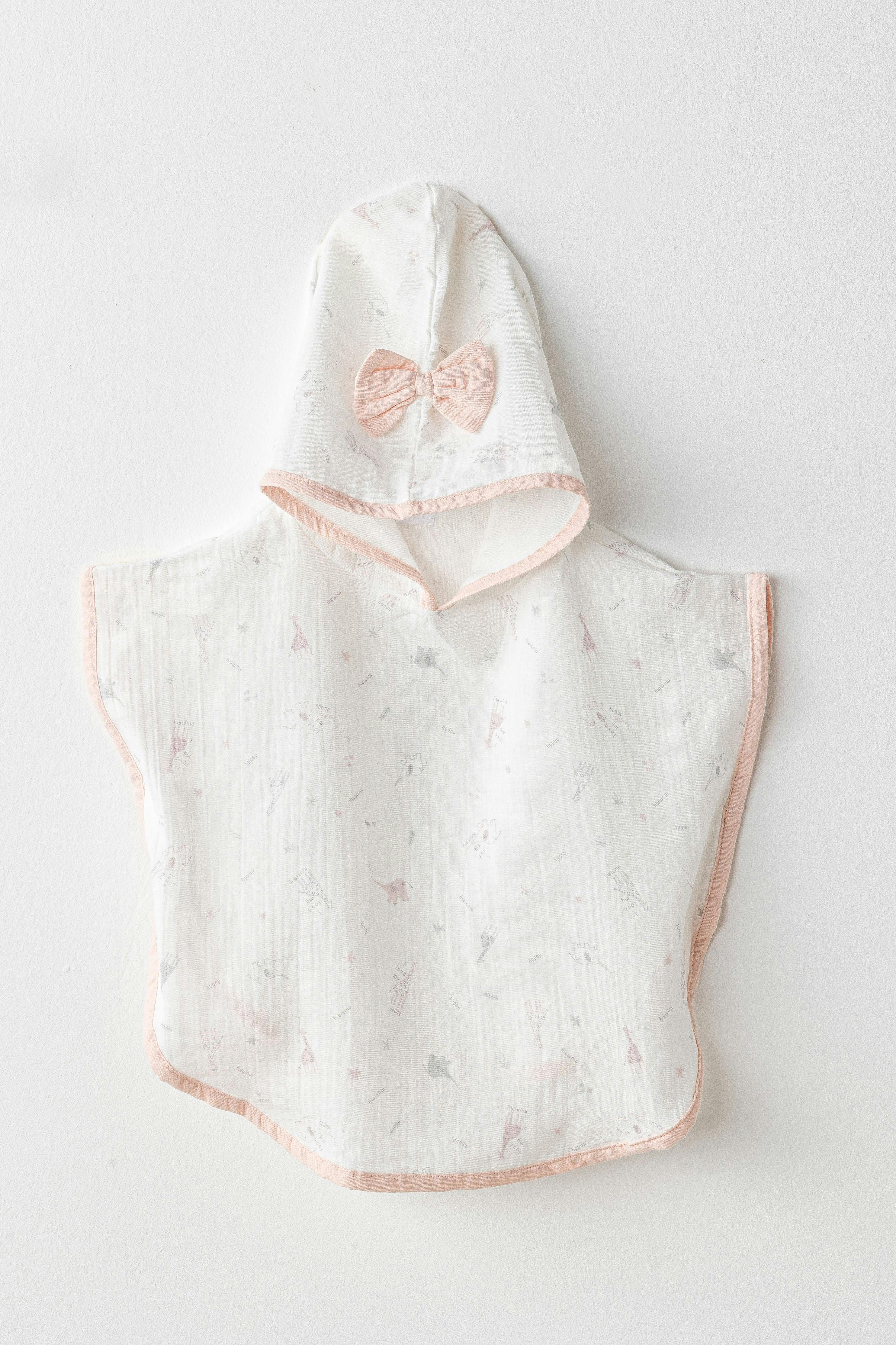 Ecru Love Family Muslin Bow Pancho