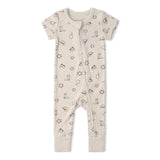 Organic Short Sleeve Zip Romper - Rodeo