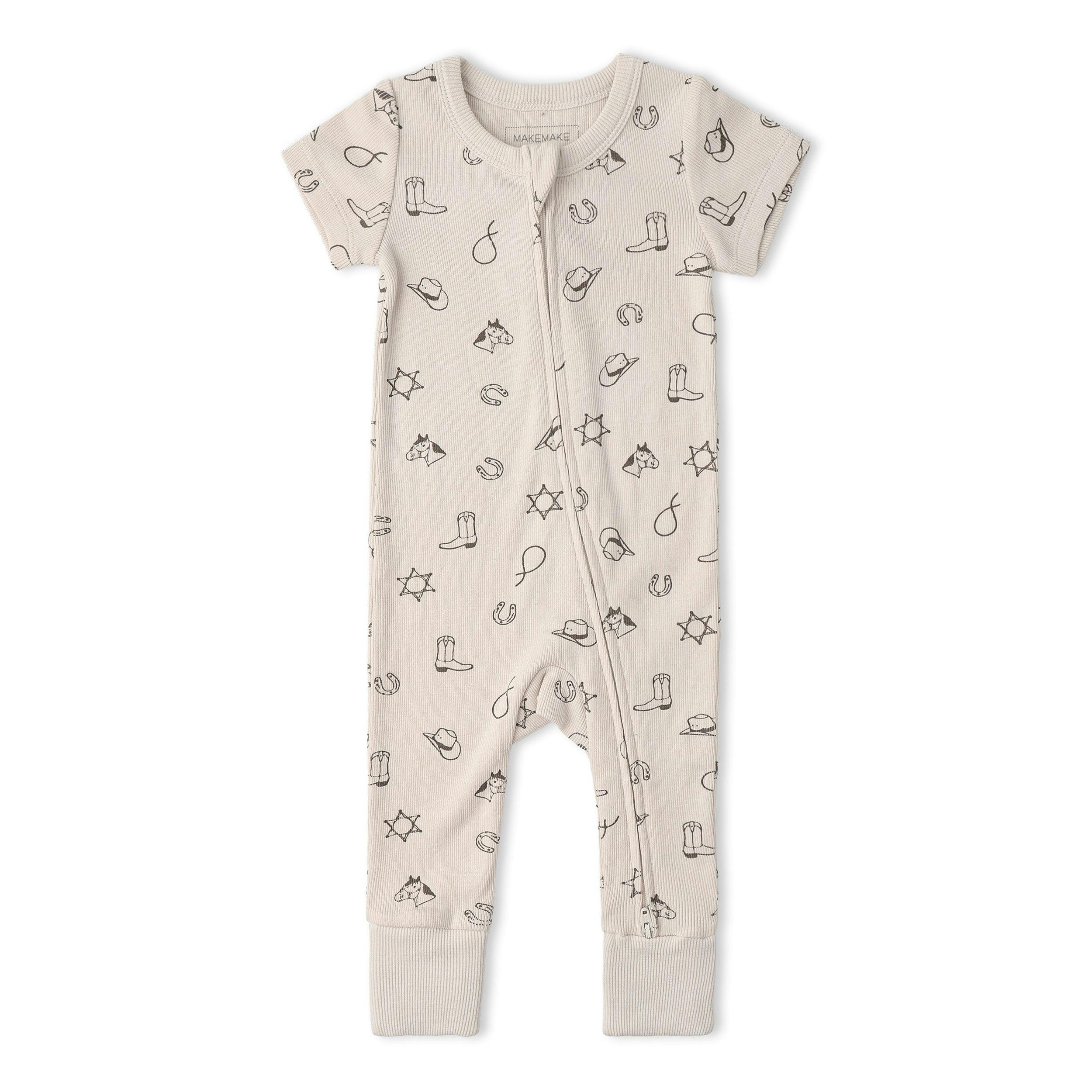 Organic Short Sleeve Zip Romper - Rodeo