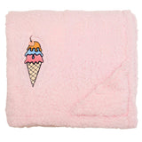 Cozy Switch Blanket – Reversible Sherpa & Mink Fleece Blanket with Embroidered Appliqué, Ice Creams