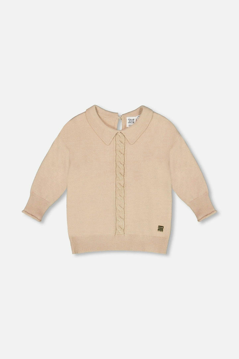 3/4 Sleeve Knitted Sweater Beige