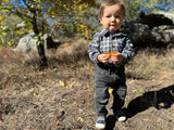 JASPER Beige/Blue brushed cotton plaid Woven Onesie