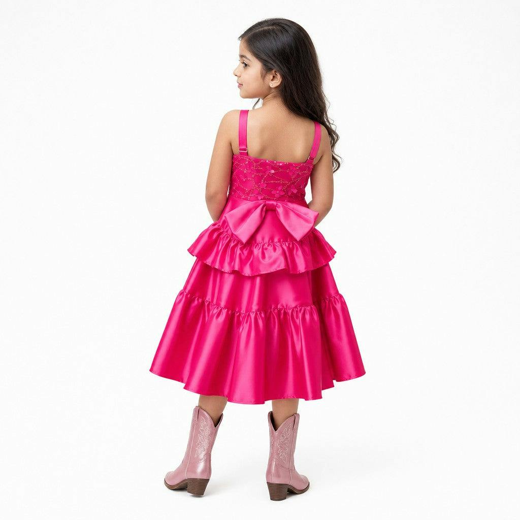 Wildflower Cowgirl Hot Pink Ruffle Birthday Dress for Girls