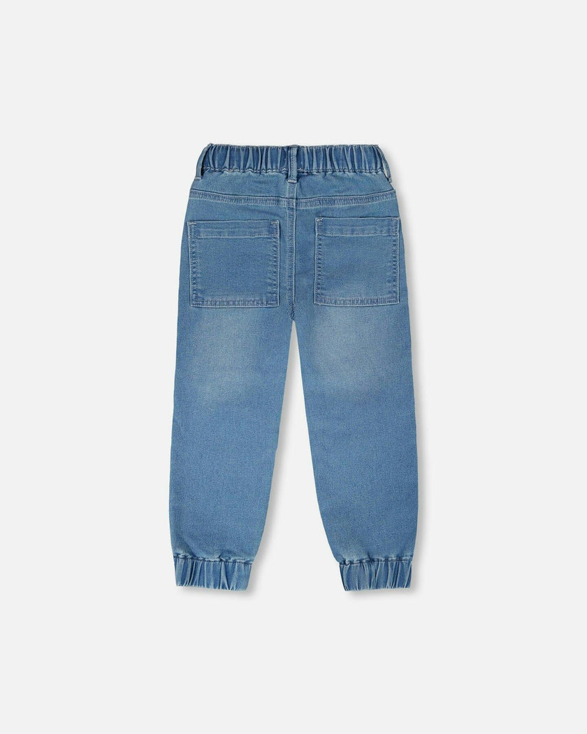 Stretch French Terry Denim Jogger Light Blue
