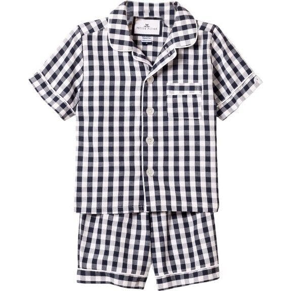 Kid's Twill Short Set in Navy Gingham