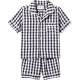 Kid's Twill Short Set in Navy Gingham