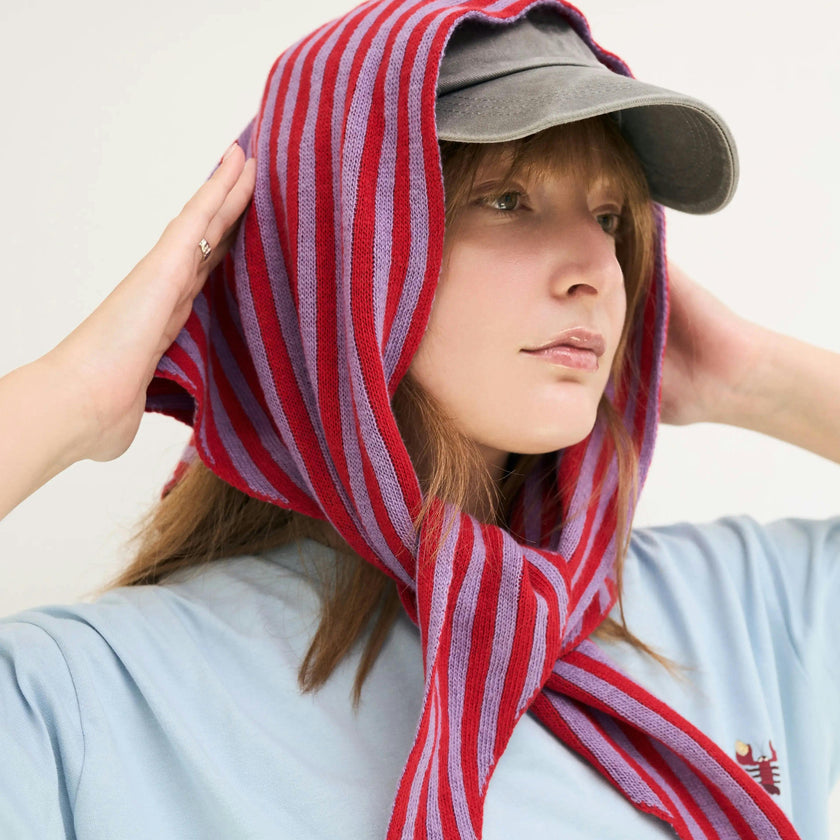 women's wool blend scarf - berry bloom