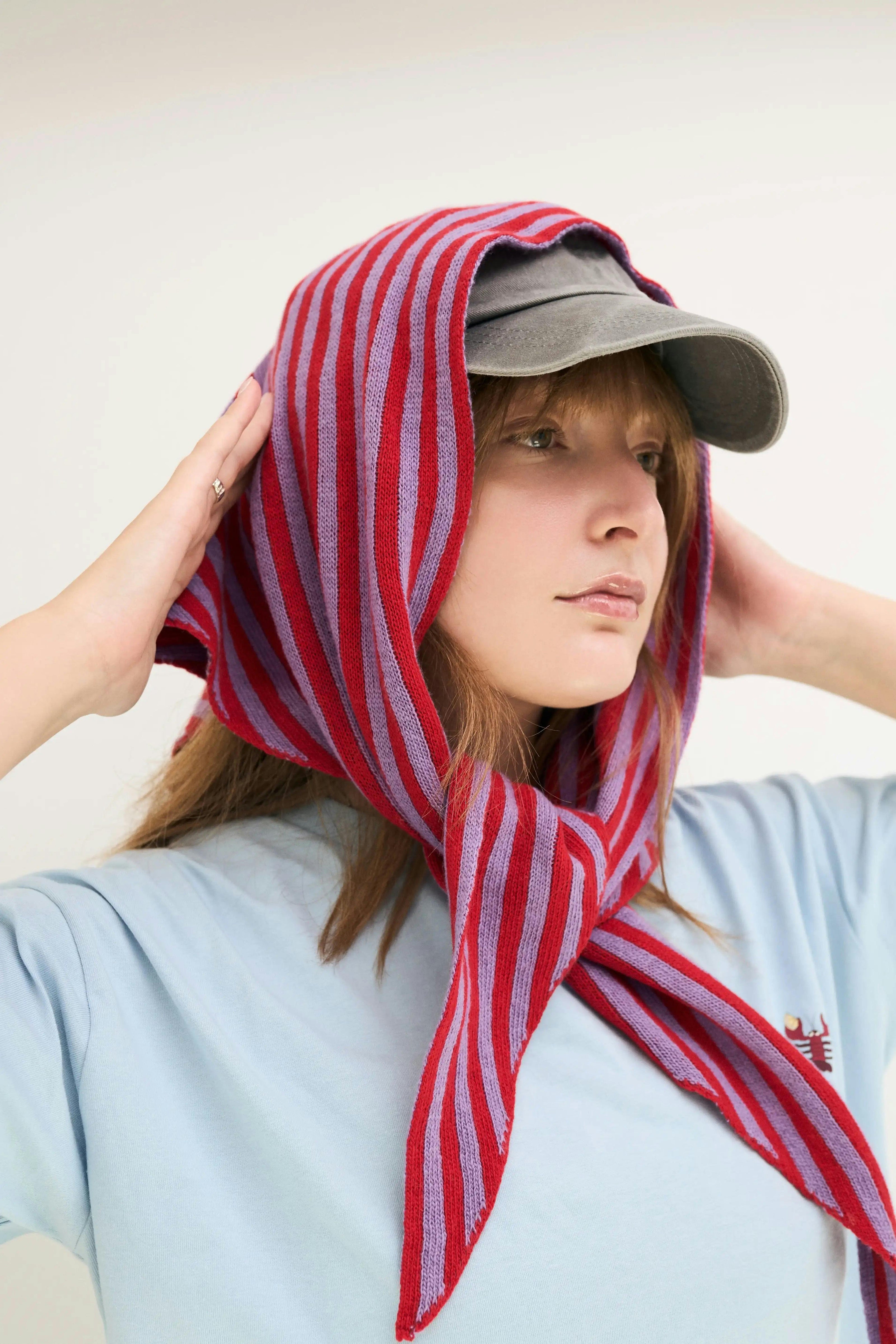 women's wool blend scarf - berry bloom