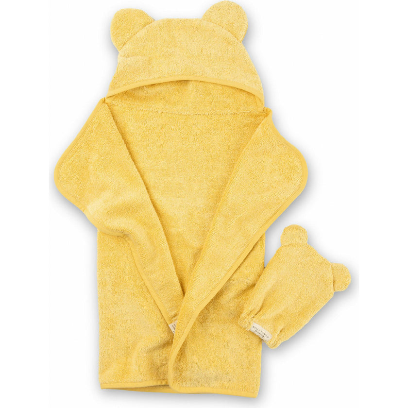 Hooded Towel + Wash Mitt Set Sunshine