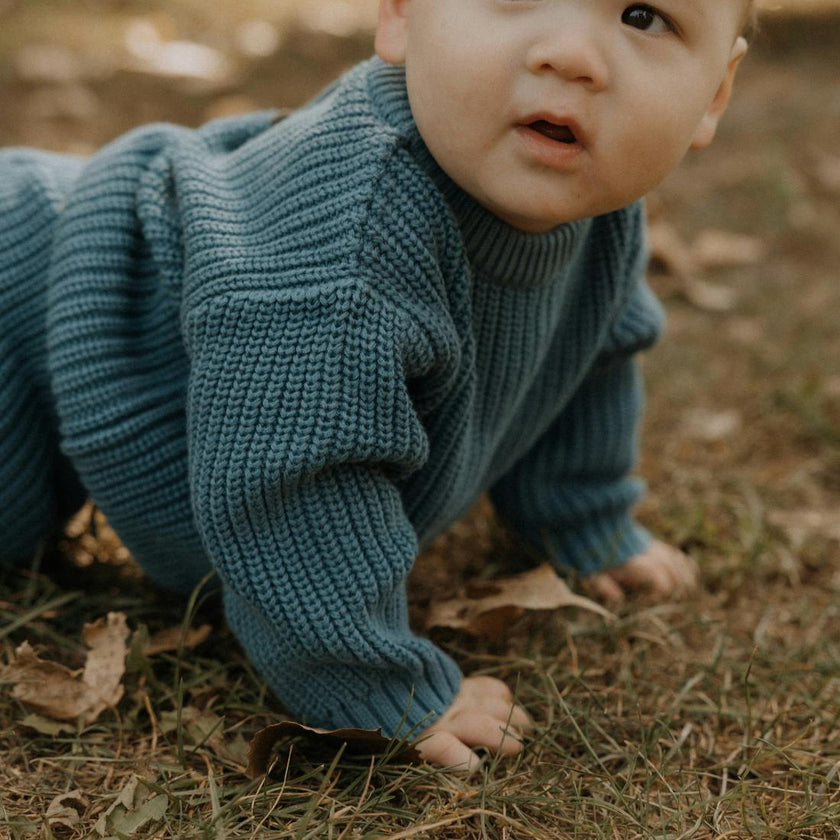 Hunter Chunky Knit Set in Bluestone