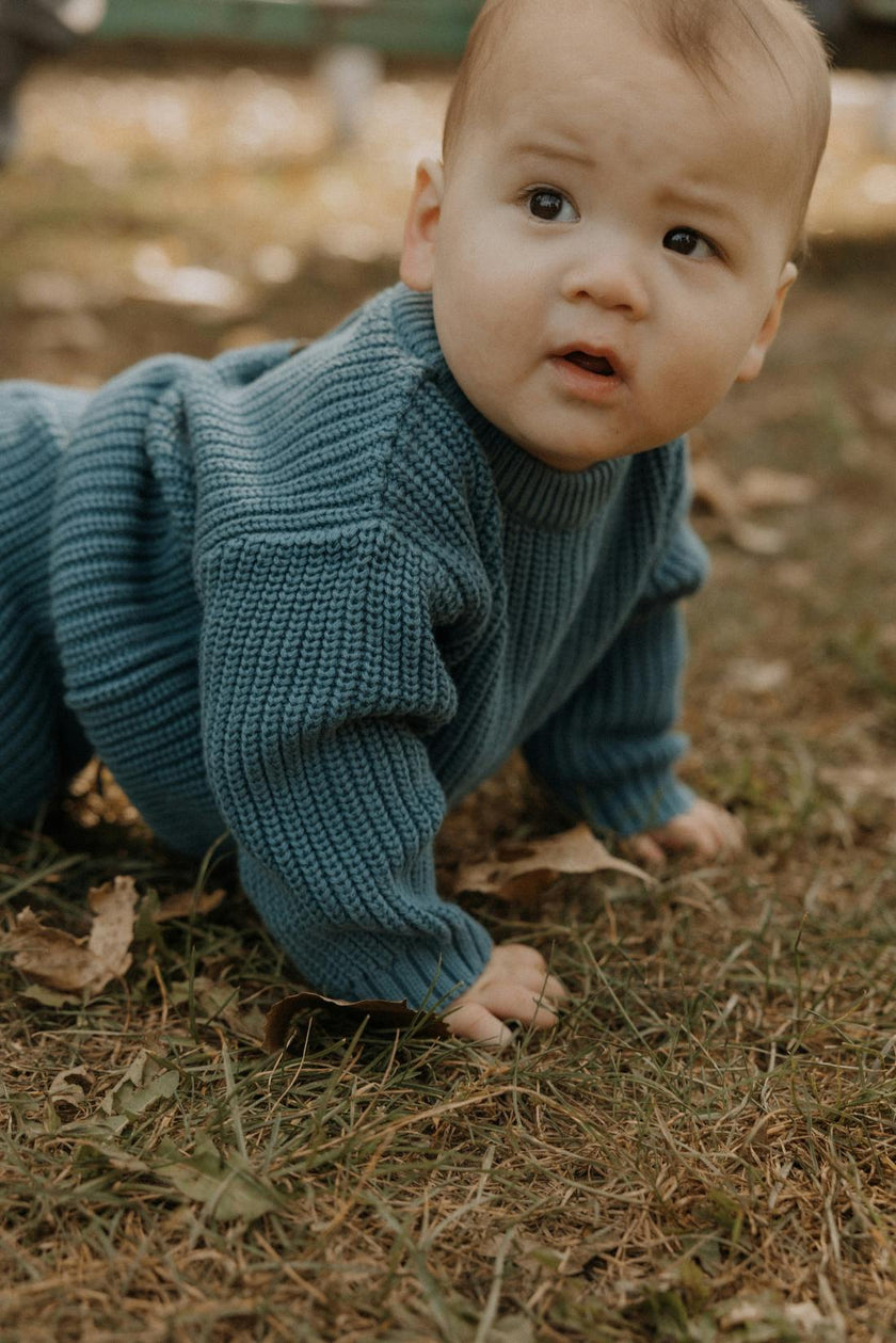 Hunter Chunky Knit Set in Bluestone