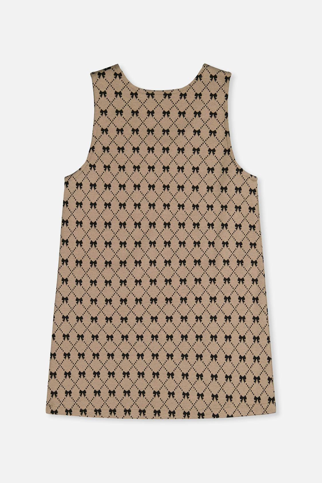 Jumper Beige Bow Tie Print