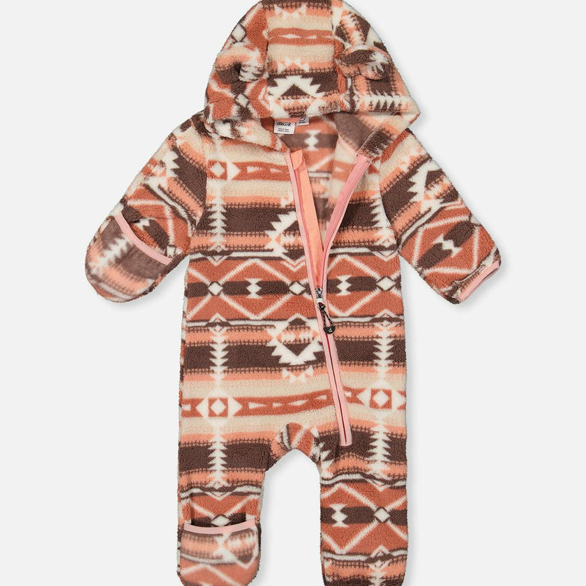 Baby Mid-Season Plush One-Piece Outerwear Aztec Pink