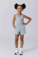Girls Rib Skinny Strap Tank in Collegiate Gray