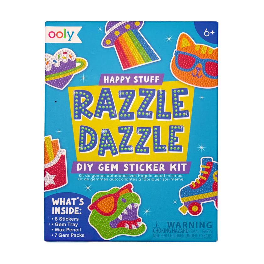 Razzle Dazzle Mini DIY Gem Sticker Kit - Happy Stuff - 8 Stickers