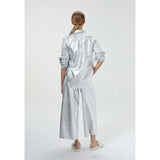 Culotte Metallic Linen Pants - New Silver