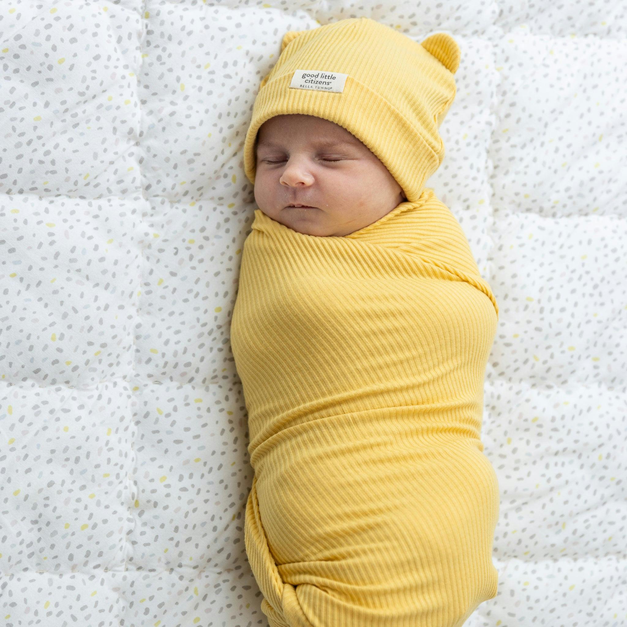Rib Swaddle & Beanie Set Sunshine