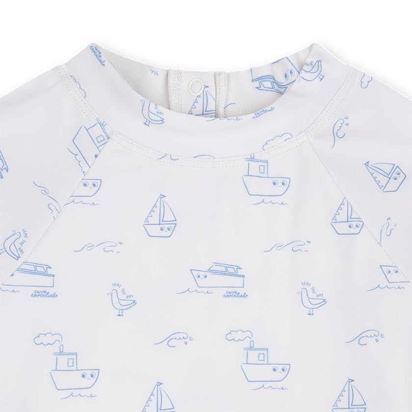 UV Swim Shirt Long Sleeves - Beige/Blue - Seas The Day