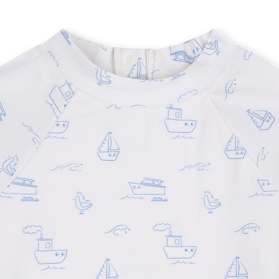 UV Swim Shirt Long Sleeves - Beige/Blue - Seas The Day