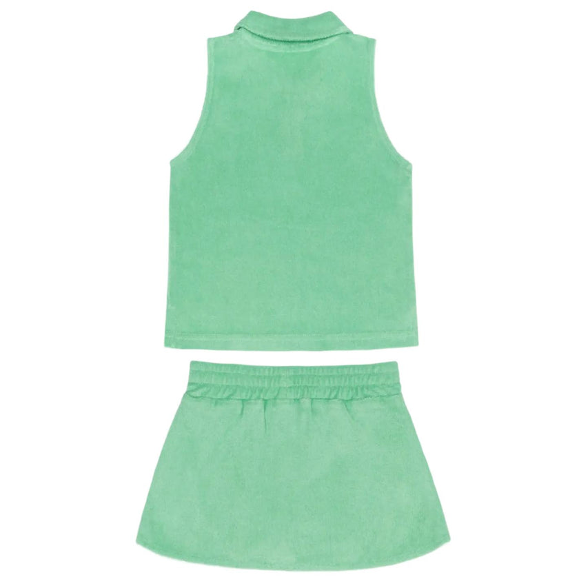 girls gustavia green french terry tennis tank top and skort set