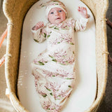 Vintage Floral Organic Cotton Newborn Gown & Hat Set