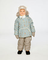 Baby Two Piece Snowsuit Blue Animal Print