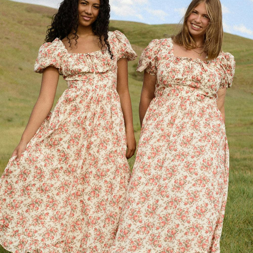 Amira Dress in Ivory Heritage Rose