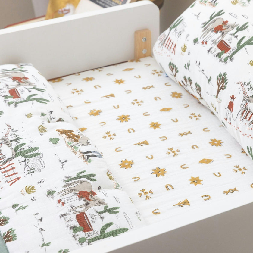 Cotton Muslin Toddler Bedding 3 Piece Set - Cowpoke
