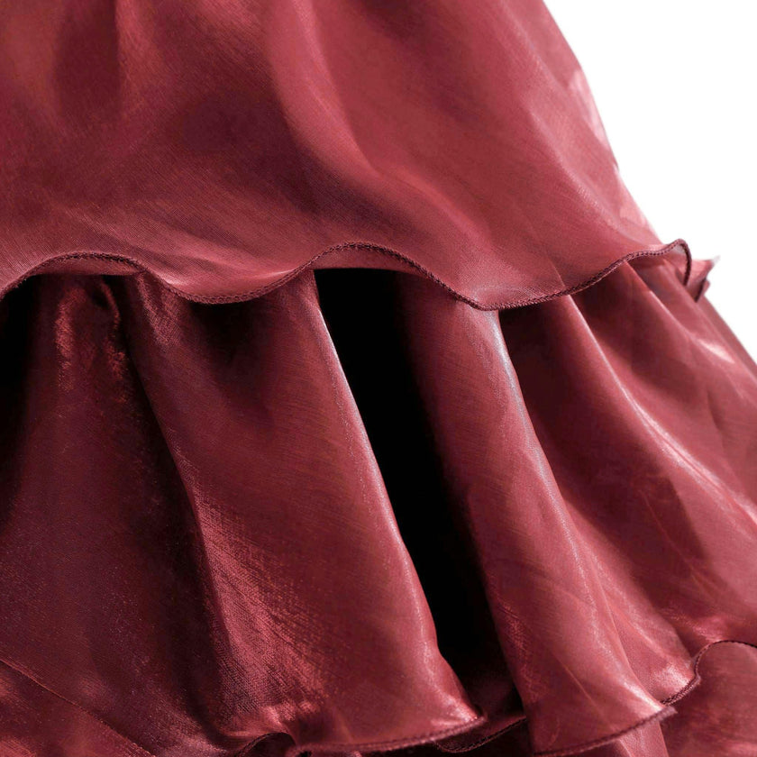 Red Sequin & Tiered Organza Dress