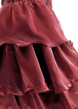 Red Sequin & Tiered Organza Dress