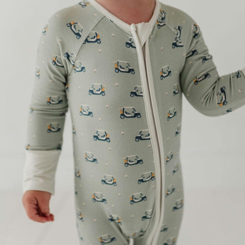 Baby Boy Long Sleeve Zip Romper in Construction