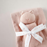 Pique Blanket & Bear Lovey Gift Set, Blush | Organic Cotton