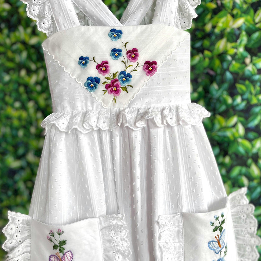8y Heirloom Handkerchief Dress - Blue & Purple Butterflies