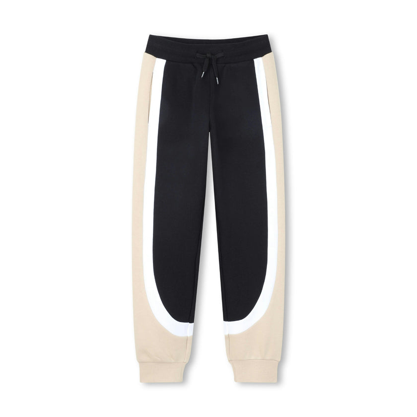 Black & Beige Color-Block Tracksuit