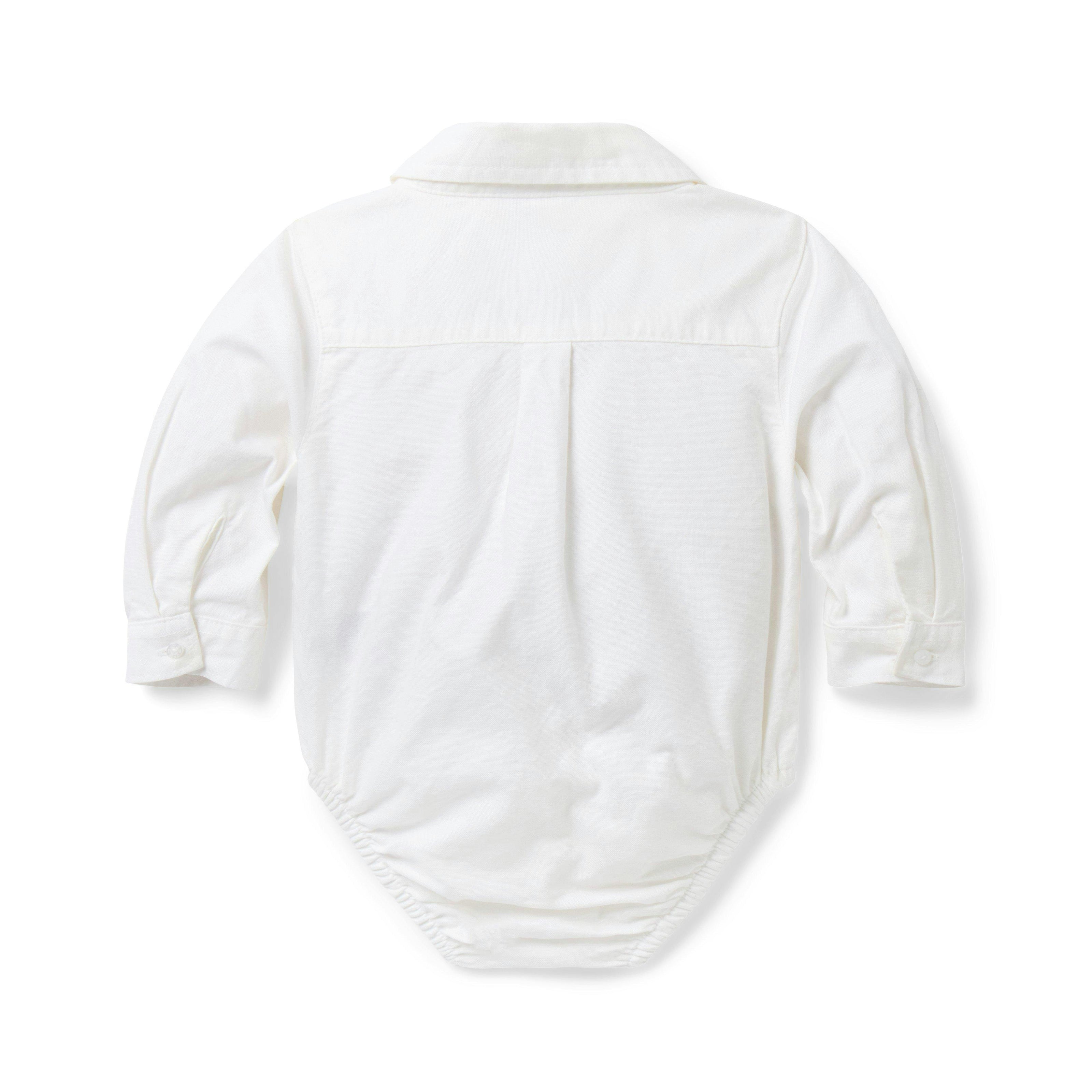 The Holiday Bear Oxford Baby Bodysuit, ivory
