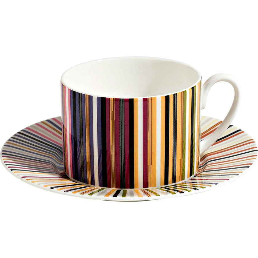 Tea Cup & Saucer Stripes Set of 2 In Luxury Box Jenkins 156 Diam. 3.3"