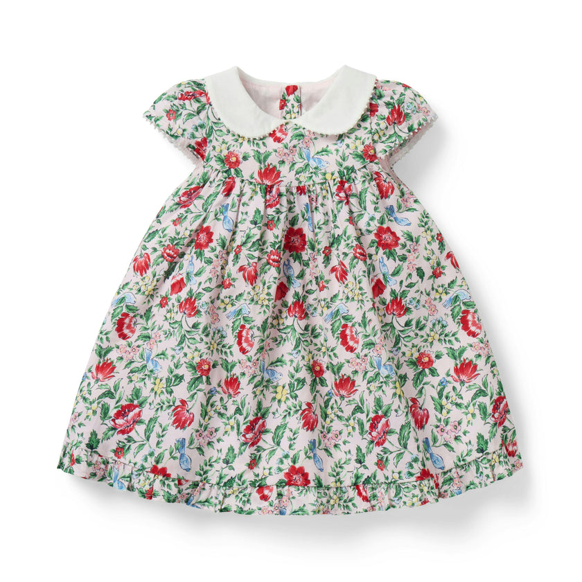 Baby Ditsy Floral Collared Dress, multicolor