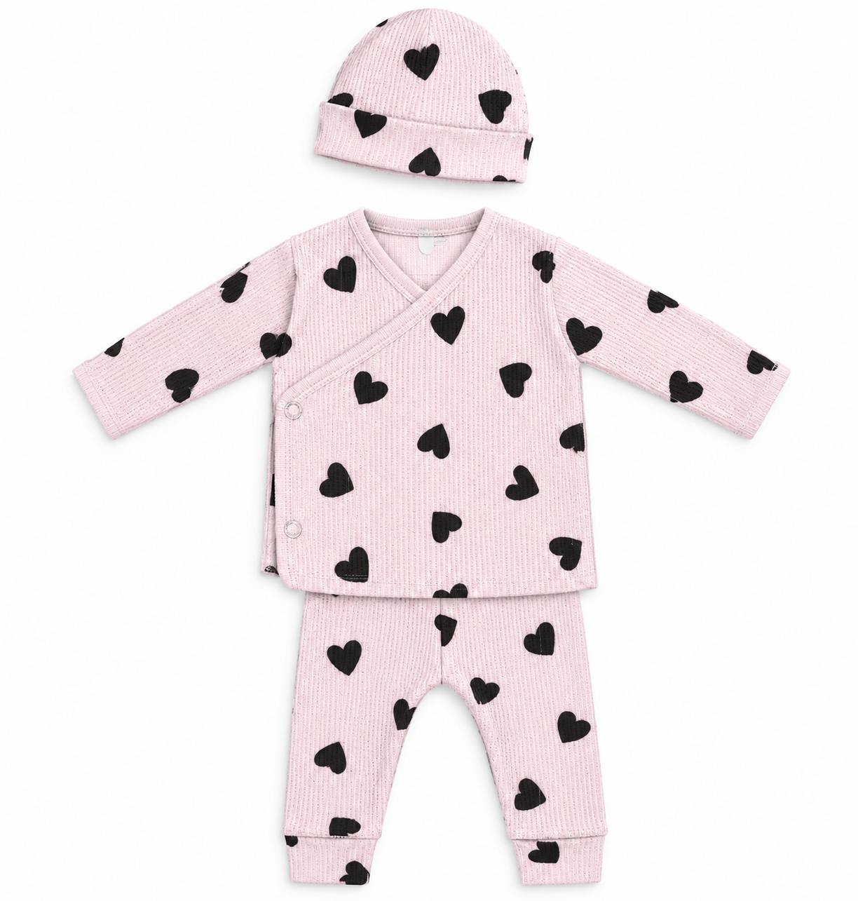 Baby Chenille Hearts Thermal 3 Piece Set - Pink