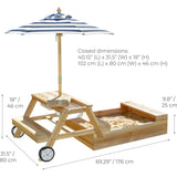 Teamson Kids Sorrento Wooden 2-in-1 Picnic Table with Sandbox & Umbrella