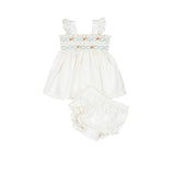 Embroidered Flutter Set in Ivory