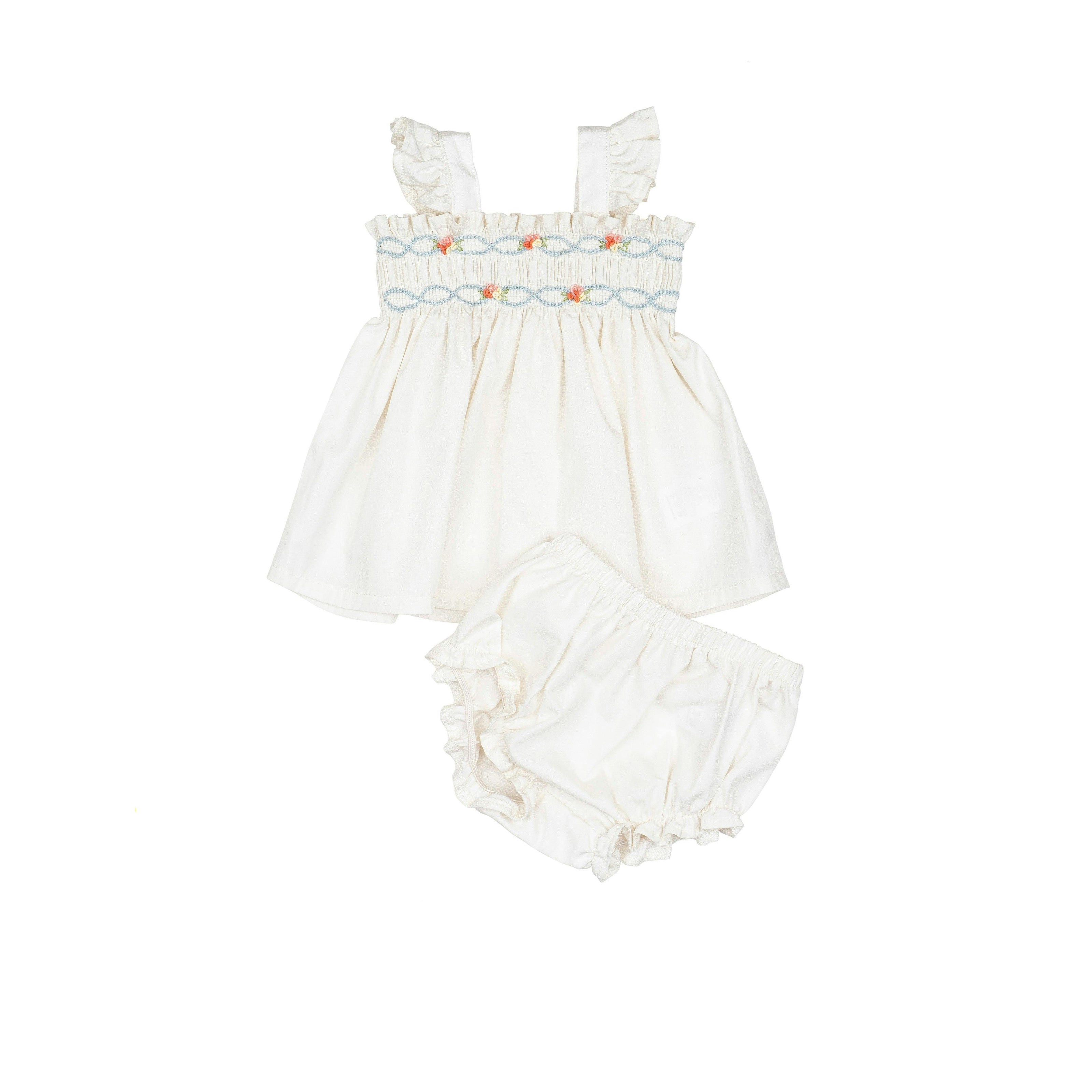 Embroidered Flutter Set in Ivory