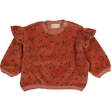 Velvet Sweatshirt with Ruffled Shoulders