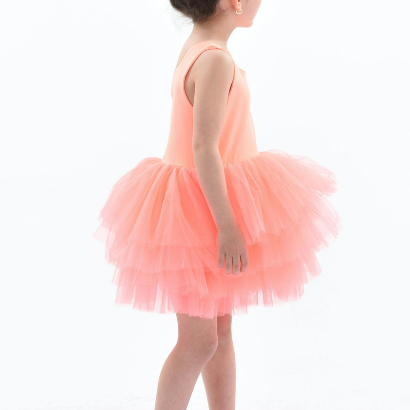Orange Coral Solid Tutu Dress