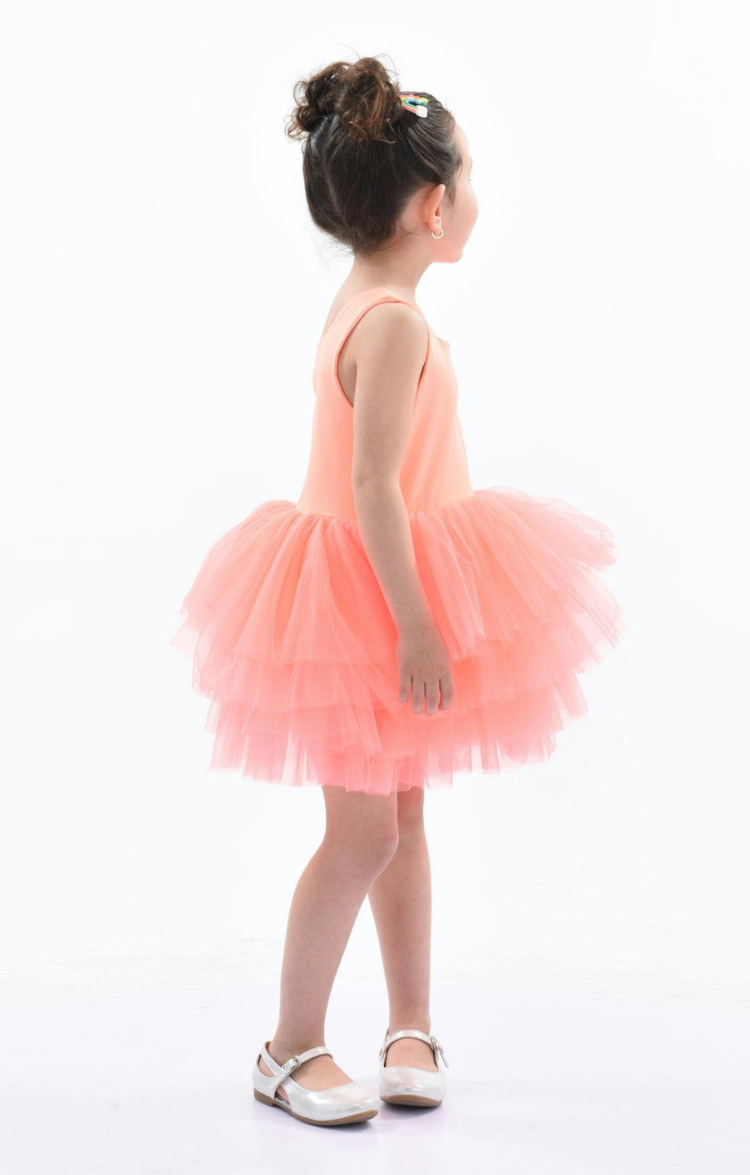 Orange Coral Solid Tutu Dress