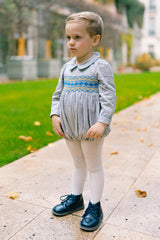 AMBRE FLANNEL GREY SMOCKED ROMPER