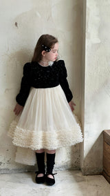 Black Glitter Bow-Back Tulle Gown
