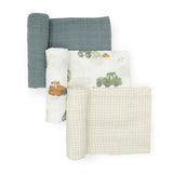 Cotton Muslin Swaddle Blanket 3 Pack - Work Trucks