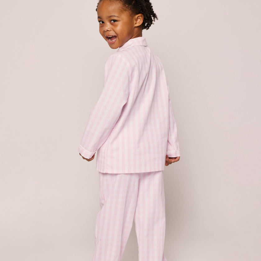 Kid's Twill Pajama Set in Pink Gingham