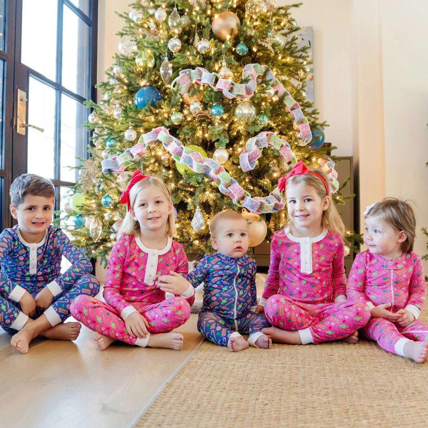 Alden Girls' Pima Cotton Pajama Pant Set - Christmas Candy Pink